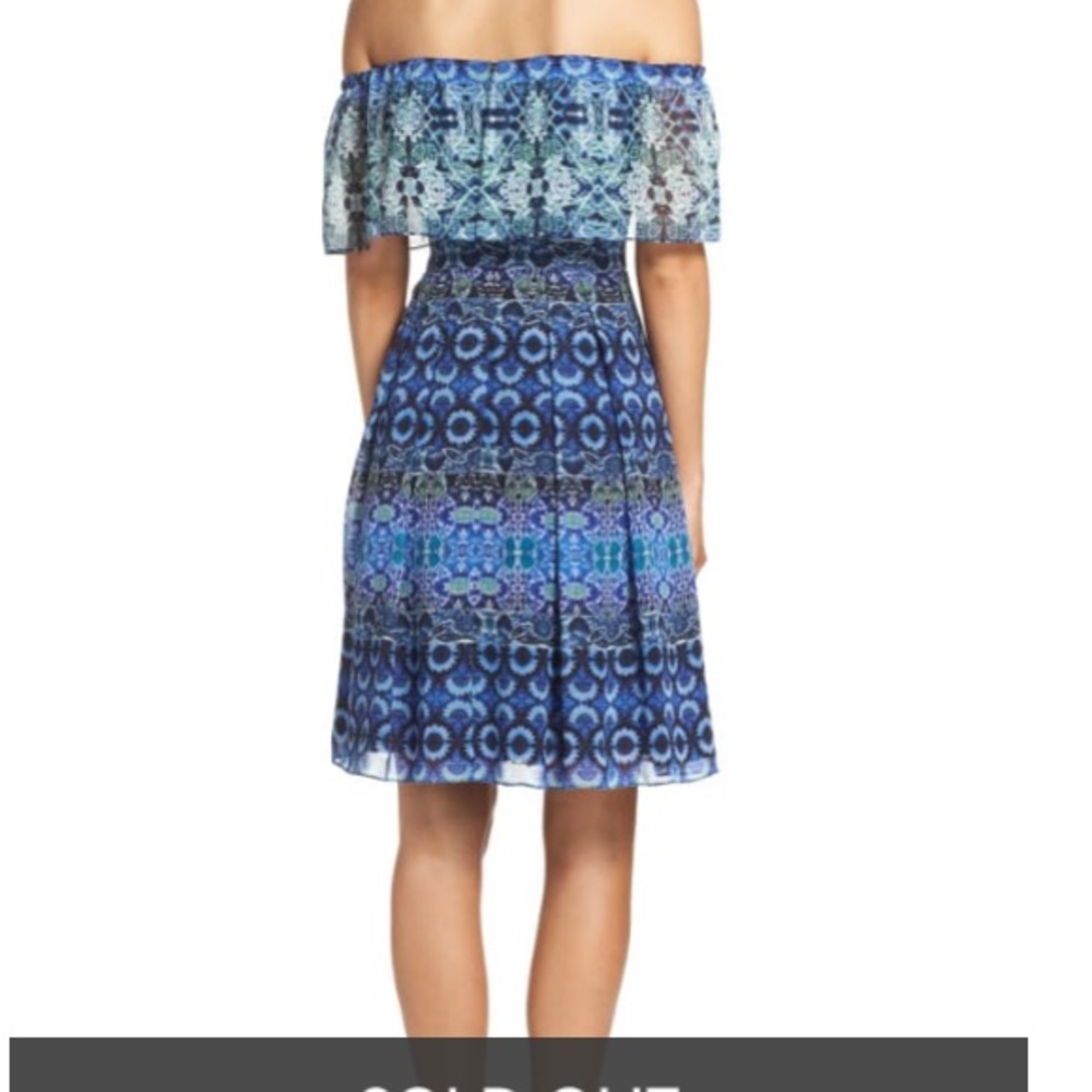 NWT Eliza J #542 Floral Chiffon Shoulder Dress - Picture 4 of 8